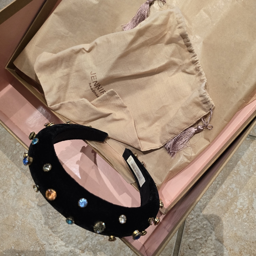 $298 Jennifer Behr  Black Joy Crystal Stud Headband